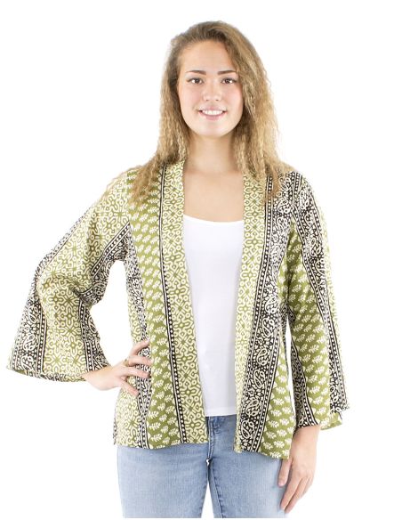 Chaqueta algodon fina abierta block estampado 3009
