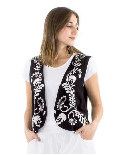 Chaqueta 70% viscosa 30% lino blanco/negro 2