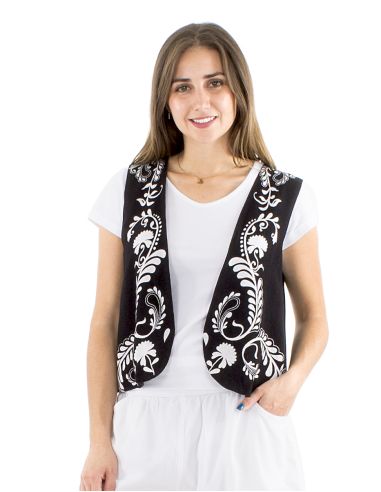 Chaqueta 70% viscosa 30% lino blanco/negro