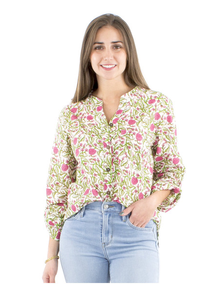 Blusa algodon estampado indio