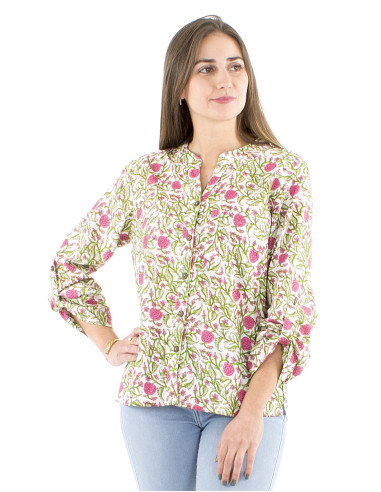 Blusa algodon estampado indio