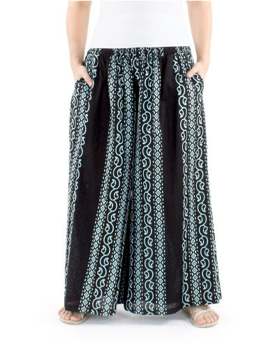 Pantalon algodon slub negro  estampado  color