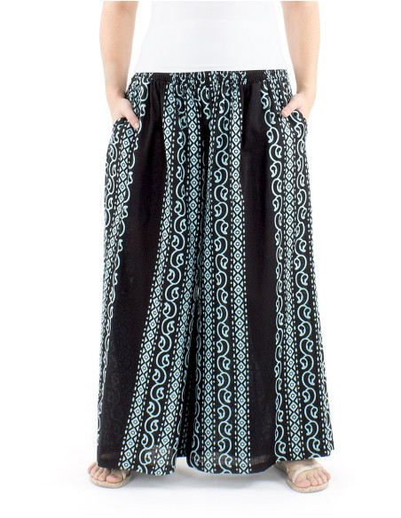 Pantalon algodon slub negro  estampado  color