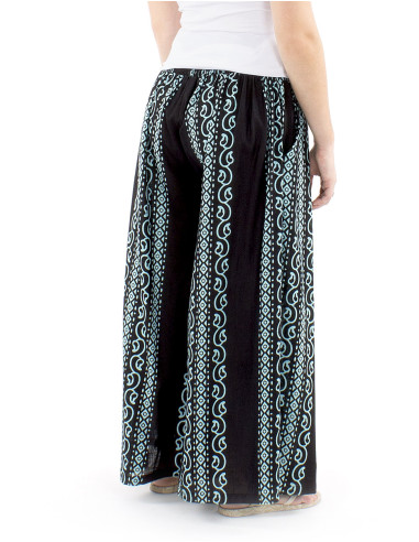 Pantalon algodon slub negro  estampado  color