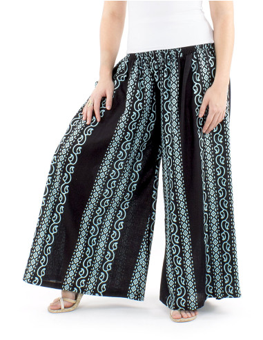Pantalon algodon slub negro  estampado  color