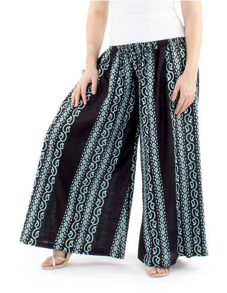 Pantalon algodon slub negro  estampado  color