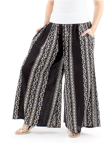 Pantalon algodon slub negro  estampado  color