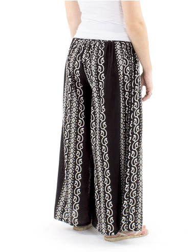 Pantalon algodon slub negro  estampado  color