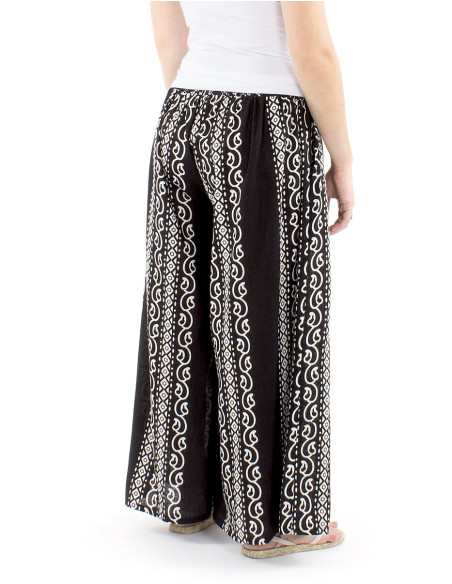 Pantalon algodon slub negro  estampado  color