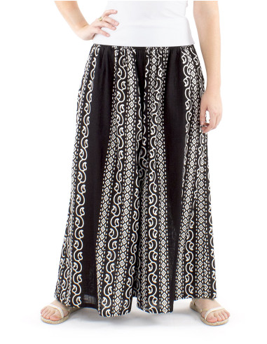 Pantalon algodon slub negro  estampado  color