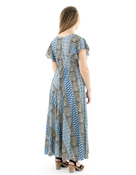 Vestido algodon block m cortas biais  cruzado estampado 3009