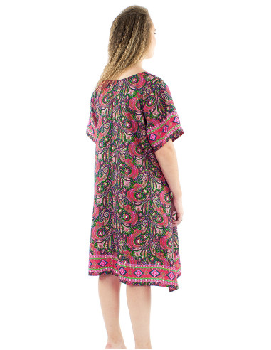 Vestido poliester sari mangas cortas mama