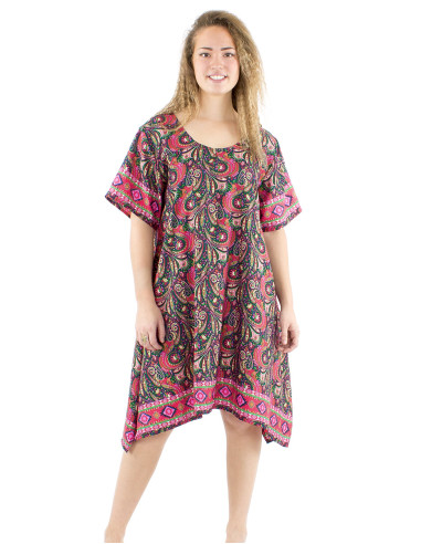 Vestido poliester sari mangas cortas mama