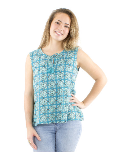 Camiseta sin mangas algodon block estampado 3012
