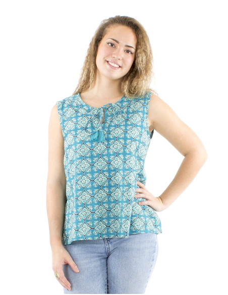 Camiseta sin mangas algodon block estampado 3012