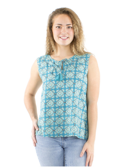 Camiseta sin mangas algodon block estampado 3012