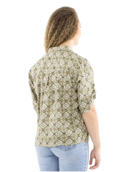 Blusa algodon block 3 botones mangas 3/4 estampado 3012