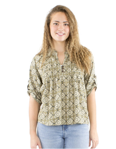 Blusa algodon block 3 botones mangas 3/4...