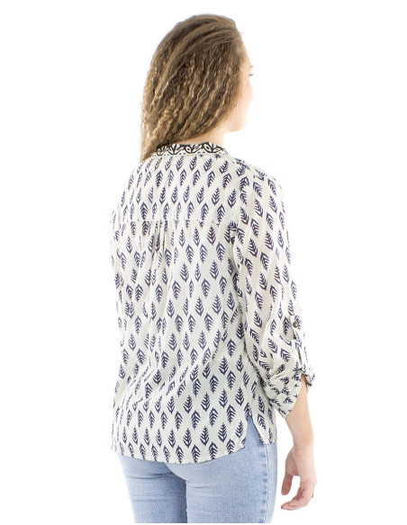 Blusa velo de algodon mangas largas abotonada  block