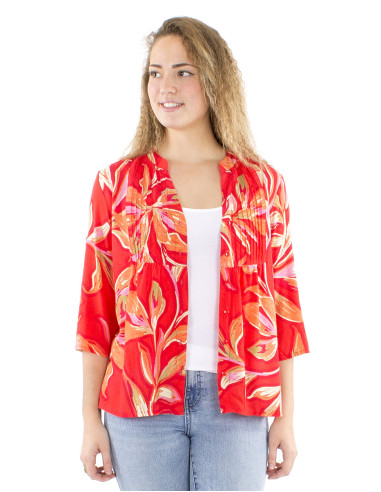 Blusa viscosa mangas 3/4 pliegue pecho...