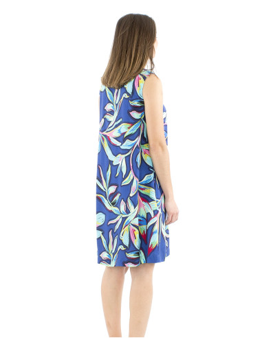 Vestido viscosa sin mangas estampado jade