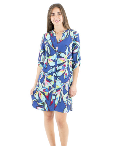 Vestido tunica viscosa mangas largas estampado...