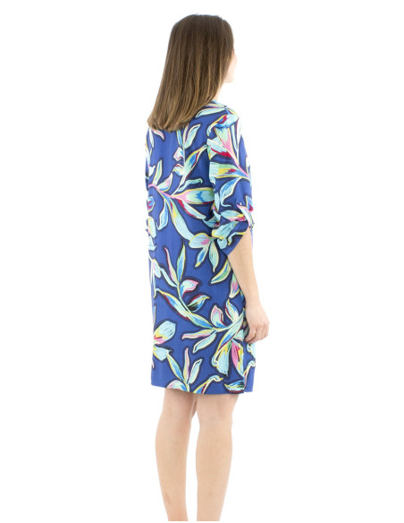 Vestido tunica viscosa mangas largas estampado jade