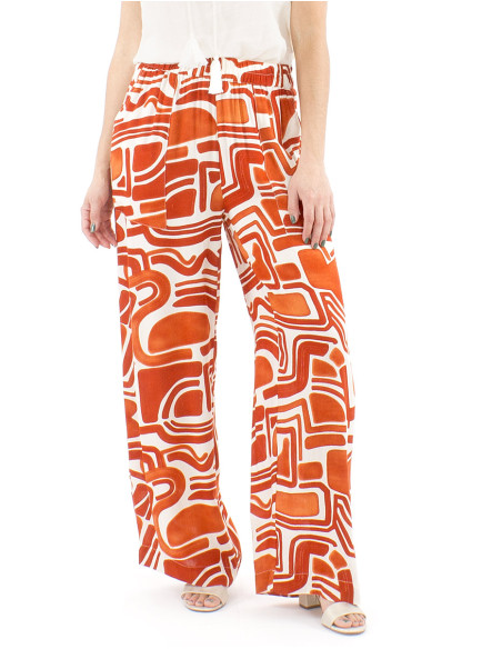 Pantalon viscosa ancho cintura elastica estampado graffiti