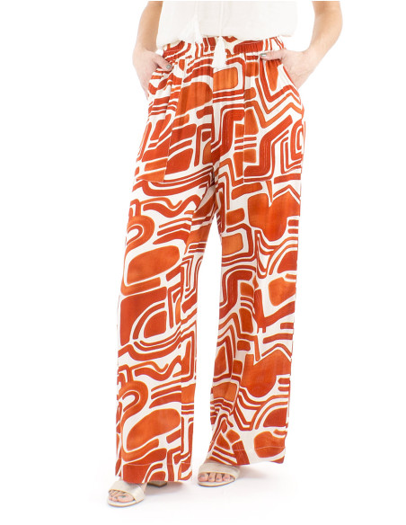 Pantalon viscosa ancho cintura elastica estampado graffiti