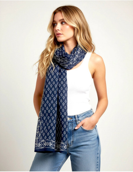 Pareo bufanda de algodón estampado con bloques Rajasthani