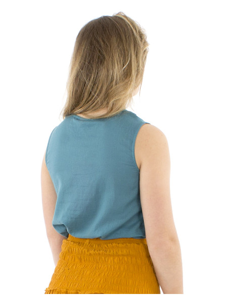 Blusa algodon mousse lisa sin mangas