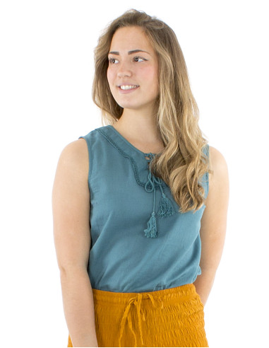 Blusa algodon mousse lisa sin mangas