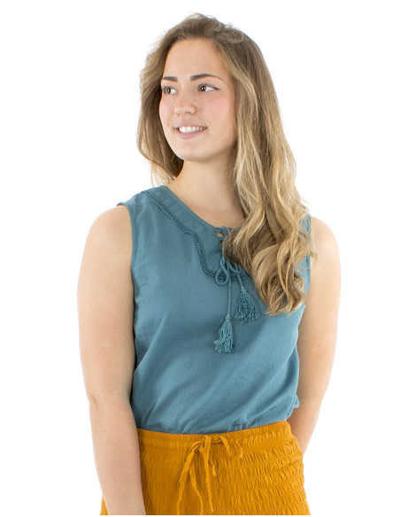 Blusa algodon mousse lisa sin mangas