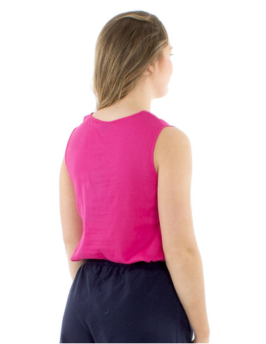 Blusa algodon mousse lisa sin mangas