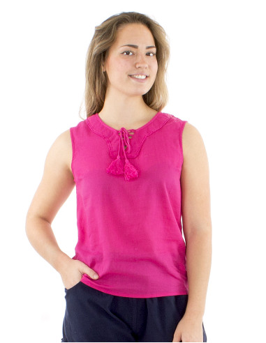 Blusa algodon mousse lisa sin mangas