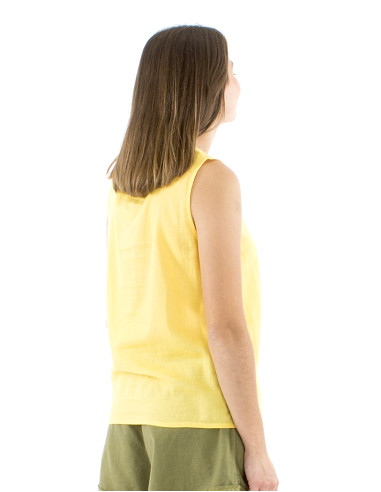Blusa algodon mousse lisa sin mangas