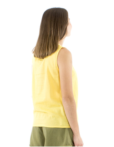 Blusa algodon mousse lisa sin mangas