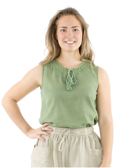 Blusa algodon mousse lisa sin mangas