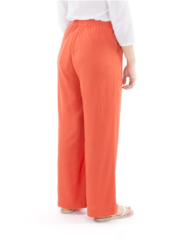 Pantalon 54% lino 46% viscosa ancho cinturon...