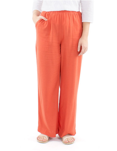 Pantalon 54% lino 46% viscosa ancho cinturon...