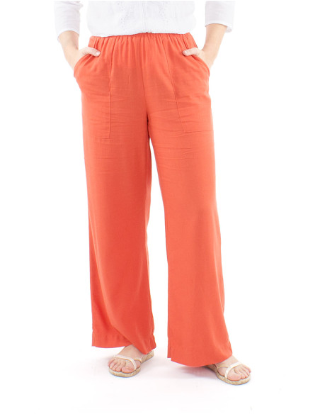 Pantalon 54% lino 46% viscosa ancho cinturon elastico