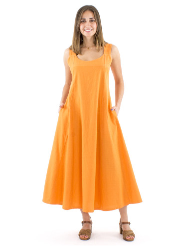 Vestido algodon liso larga anchos tirantes sw