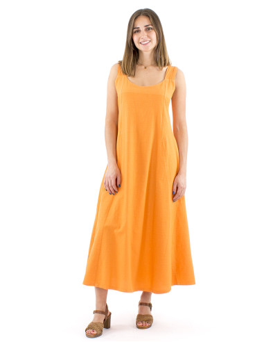 Vestido algodon liso larga anchos tirantes sw