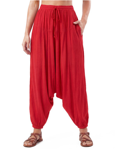 Pantalones harén unisex de algodón liso con...