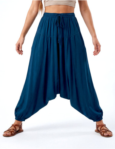 Pantalones harén unisex de algodón liso con...