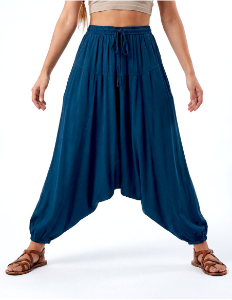 Pantalones harén unisex de algodón liso con cintura y tobillos elásticos