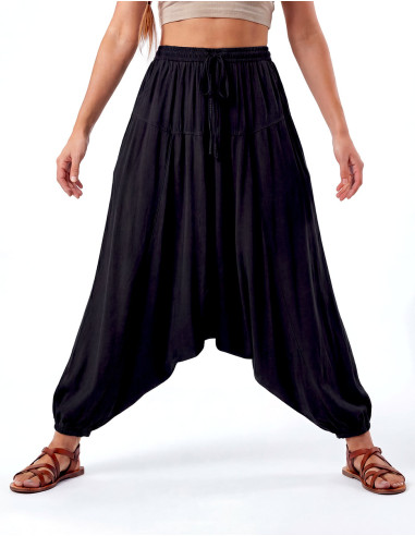 Pantalones harén unisex de algodón liso con...