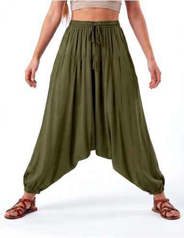 Pantalones harén unisex de algodón liso con...