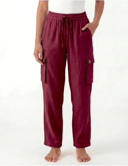 Pantalón de algodón liso SW para entretiempo, corte unisex, bolsillos laterales