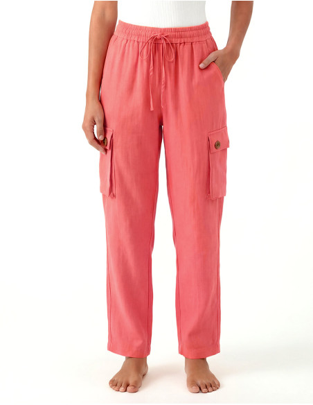 Pantalón de algodón liso SW para entretiempo, corte unisex, bolsillos laterales